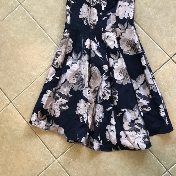 Dylan Gray Navy & Pinkish Silver Floral Prom Gown - Picture 9 of 10